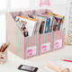红兔子 创意家居粉蓝小格DIY纸质书本文具桌面收纳盒桌面整理盒文件收纳盒（大号粉蓝小格）