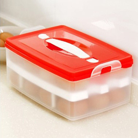 红兔子 便携式双层鸡蛋保鲜收纳盒 冰箱鸡蛋盒 红色图片