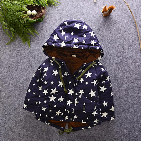 M儿童棉衣2016冬季男女童加厚外可爱套满印五角星星棉衣图片