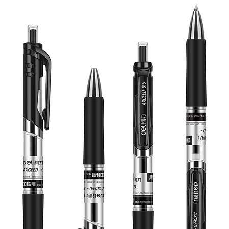 得力（deli）中性笔 水笔 签字笔 笔芯0.5 黑色0.5mm按动中性笔12支图片
