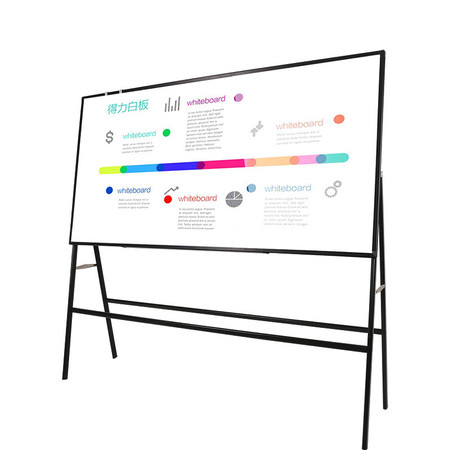 得力（deli）白板磁性 会议白板 带支架A型33359 A型磁性可夹纸白板90*180cm