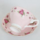 利和陶瓷 粉红玫瑰咖啡杯碟 陶瓷咖啡杯 骨瓷杯子 花茶杯 英式下午茶杯子 送骨瓷咖啡勺