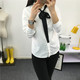 蒂妮佳 白色雪纺衬衫女 韩版修身上衣烫钻学生长袖t恤衬衣YY9735