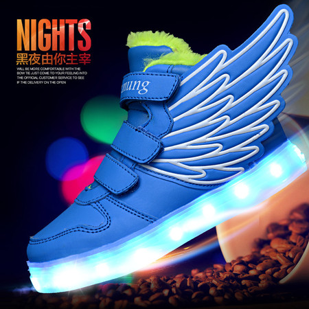 儿童充电USB发光鞋LED亮灯夜光灯闪光灯童鞋图片