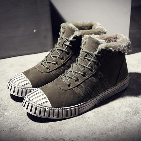 冬季加绒保暖棉鞋潮流马丁靴复古做旧韩版板鞋加棉靴子图片