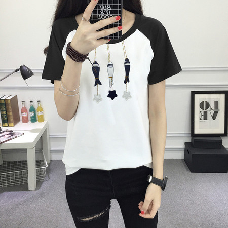2017年夏季新款韩版短袖T恤女士打底衫少女学生上衣女装