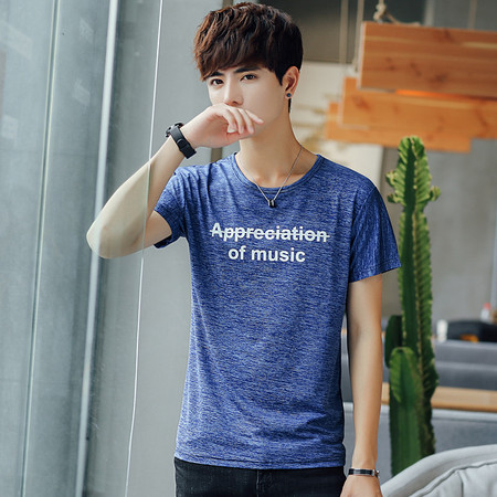 男士短袖T恤夏季韩版修身圆领青少年日系潮男装学生上衣服体恤衫图片