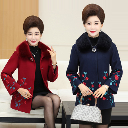 外套韩版潮花纹图案时尚百搭休闲纯色2017年冬季中老年女装时尚图片