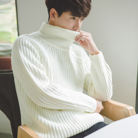 2017冬季套头毛衣青年韩版修身长袖线衣加厚男式针织衫潮图片