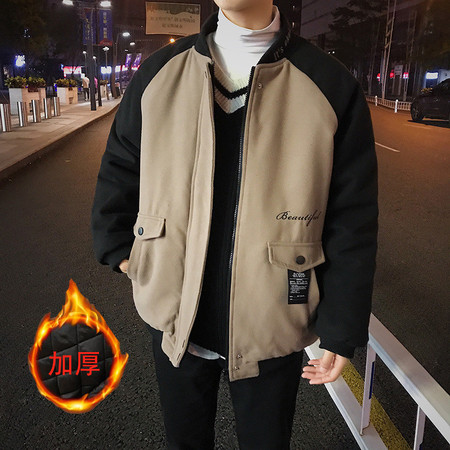 男式冬季修身夹克外套韩版青年加厚外套潮流男装夹克男式图片