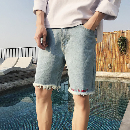 夏季新品潮流大码男士牛仔短裤图片
