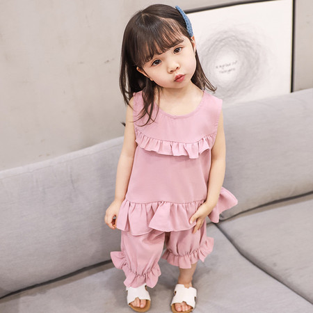女童洋气套装1-3岁韩版潮衣女宝宝雪纺背心儿童两件套4中小童装夏图片