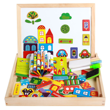 拼拼乐动物农场磁性拼拼乐画板 木丸子儿童木质玩具