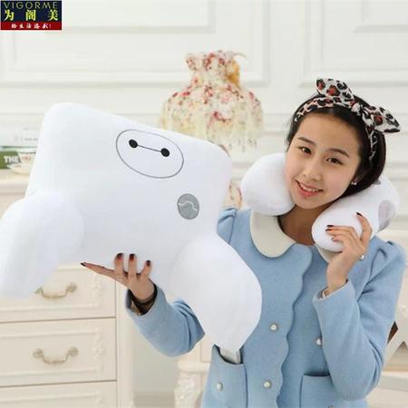 超能特战队Baymax白胖子大白U型颈枕毛绒玩具 腰枕30*60CM 颈枕30*30CM一套