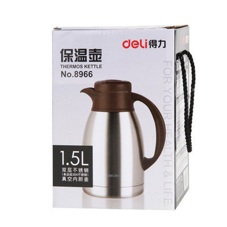 得力/DELI  8966保温壶家用大容量热水瓶不锈钢保温瓶开水瓶水壶1.5L图片