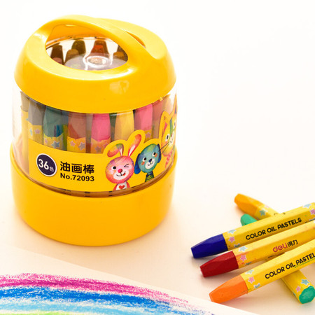 得力/DELI 72093油画棒36色小学生幼儿园涂鸦绘画初学宝宝儿童蜡笔