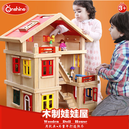 onshine儿童三层娃娃屋玩具房子大型别墅套装女孩过家家diy玩具屋图片