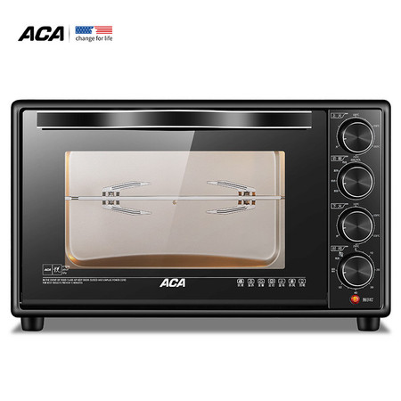 北美电器/ACA  ATO-HY386电烤箱家用 38升 双层密封玻璃门 热风循环 低温发酵