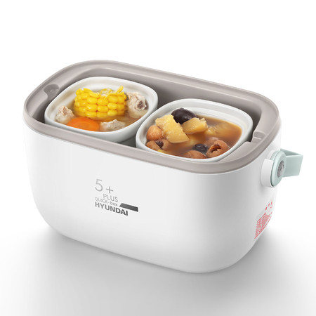 韩国现代（HYUNDAI）电热饭盒便捷式电炖盅隔水炖煲汤陶瓷白瓷煮粥QC-FH603