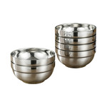 拜格(BAYCO)不锈钢碗6个装双层隔热饭碗面碗汤碗BX6500