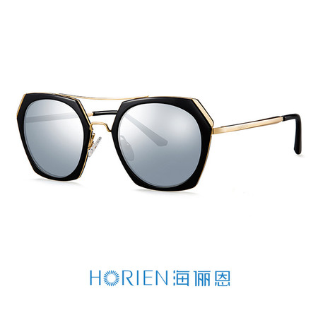 海俪恩墨镜偏光太阳镜女款时尚大框多边形太阳眼镜N6501TD51图片