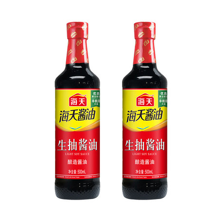 海天 生抽酱油调味品家用厨房点蘸凉拌(PET瓶)500mL*2瓶