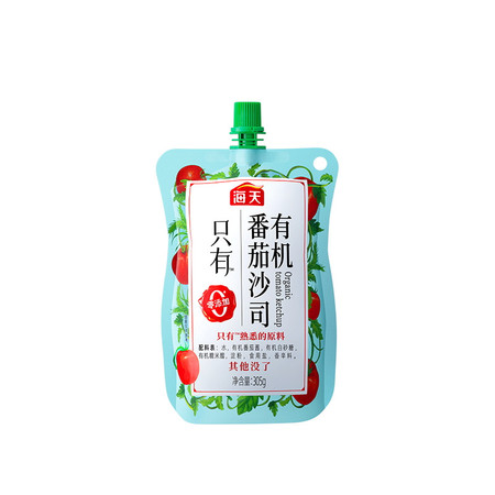 海天 有机番茄沙司零添加番茄酱酸甜味酱料305g/袋图片