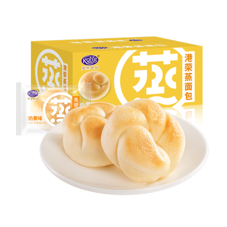 港荣 蒸面包手撕面包点心 奶黄味460g/箱图片