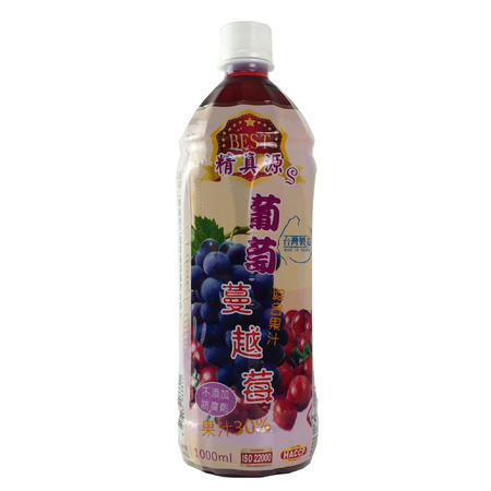 [台灣製造進口] 精真源S_葡萄蔓越莓果汁-1000ml