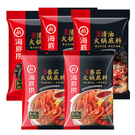 【5包装】海底捞 调味料 火锅调料 清油220g*3+番茄底料200g*2图片