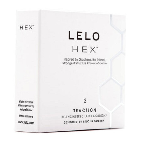 LELO HEX避孕套情趣型透薄润滑安全套男女用情趣型成人性情趣用品3片装
