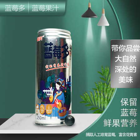 蓝笑 【蓝莓多果汁】贵州麻江蓝笑蓝莓多果汁 饮料（原汁含量80%） 250ml*8罐图片