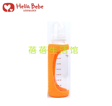 乐扣乐扣Hello Bebe耐热玻璃奶瓶含硅胶防护套240ML HBB104R