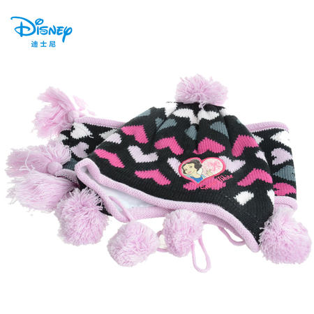 宝宝帽子围巾二件套装 迪士尼秋冬新款男童女童儿童针织帽毛线帽图片