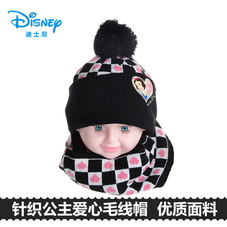 正版迪士尼女童帽子围巾两件套 女孩宝宝冬季保暖可爱帽子图片