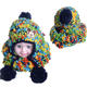 迪士尼男孩粗绒线冬季保暖围巾针织两件套 小孩宝宝护耳彩色套帽