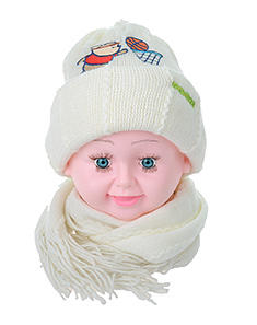 迪士尼宝宝儿童冬季帽子围巾两件套组 0-2岁小孩保暖冬季帽图片
