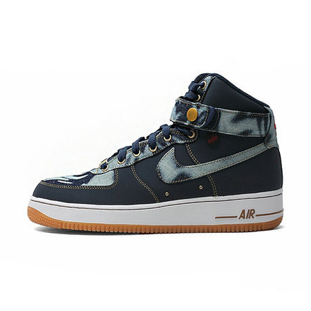 正品耐克男鞋 AIR FORCE 1 High Denim 丹宁 男子板鞋 631039-400