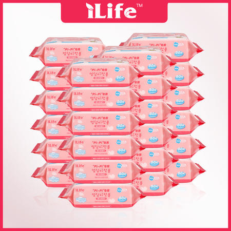 Ilife /艾莱芙婴儿PP专用湿巾纸24包*80抽 特惠装 预防红屁屁