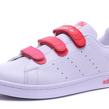 Adidas阿迪达斯 小白鞋stan smith 魔术贴渐变白红女鞋透气板鞋运动休闲鞋