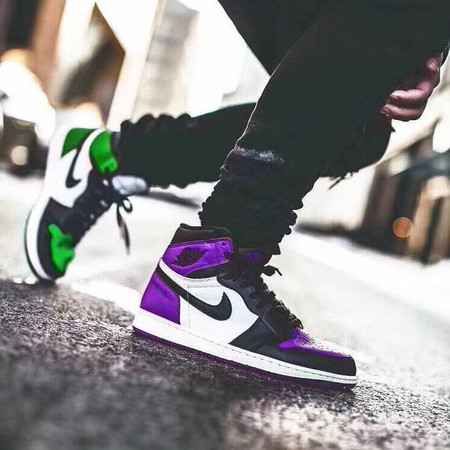 Nike Air Jordan 1 Green Purple AJ1 黑紫新黑绿脚趾 休闲男女情侣鞋图片