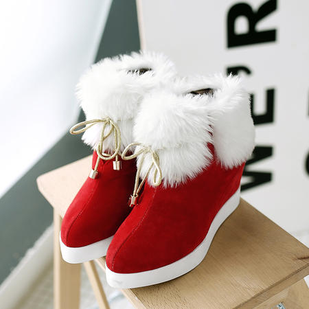 秋款品牌新款韩式毛毛短靴皮带扣仿兔毛学院女生冬季雪地靴女鞋图片