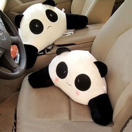 可爱大熊猫卡通靠垫抱枕 汽车腰垫腰靠 办公室腰枕 车用靠枕图片
