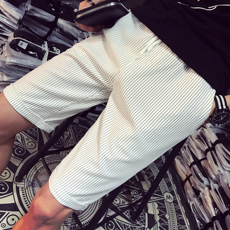 青少年短裤运动裤免烫处理裤口褶边修身直筒休闲薄款夏季休闲裤2018年