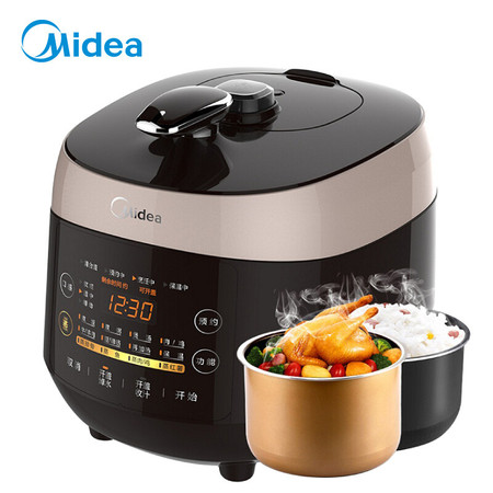 美的（Midea）电压力锅5L智能家用预约高压锅一锅双胆MY-SS5048P图片