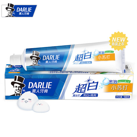 黑人（DARLIE）超白密泡小苏打牙膏140g*5支装 去牙渍