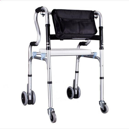 雅德 助行器加厚铝合金老人坐便椅可洗澡康复器材可折叠马桶椅 YC8301带4轮助行器（ 不带坐便）