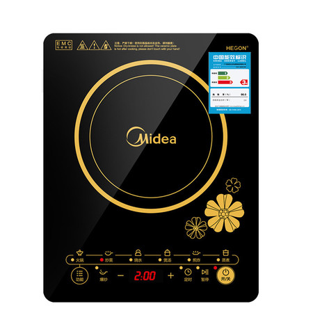 美的/MIDEA 电磁炉 触控按键 黑晶面板一键爆炒 定时功能 C21-RT2140