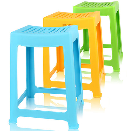 茶花 茶花 塑料凳子家用椅子条纹板凳46.6cm高方凳子 A0838P图片