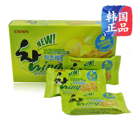 韩国进口 crown可拉奥 3+2 柠檬夹心饼干 办公休闲食品 135g